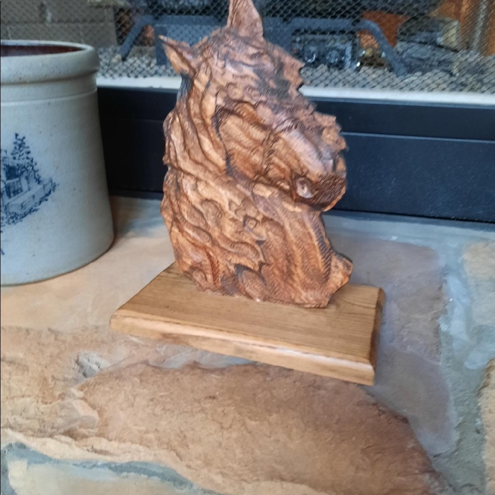 Carved horse head 3D 2 sided